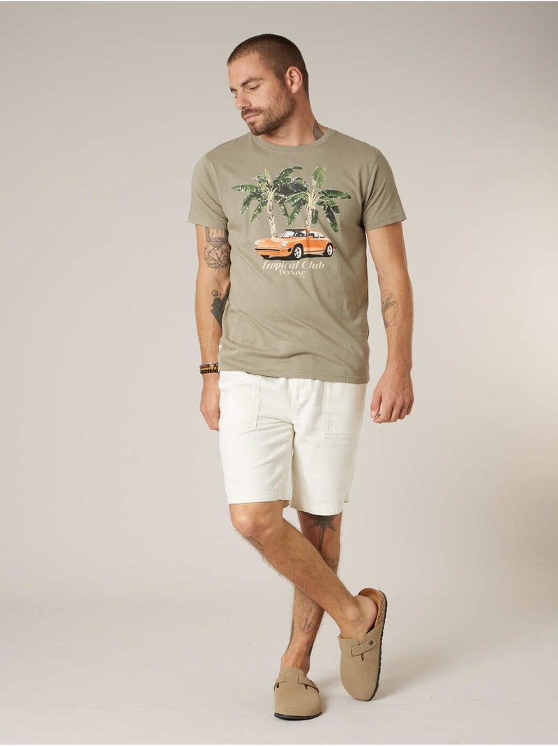 T-shirt homme en coton 'Deeluxe' Vert kaki clair - Kiabi