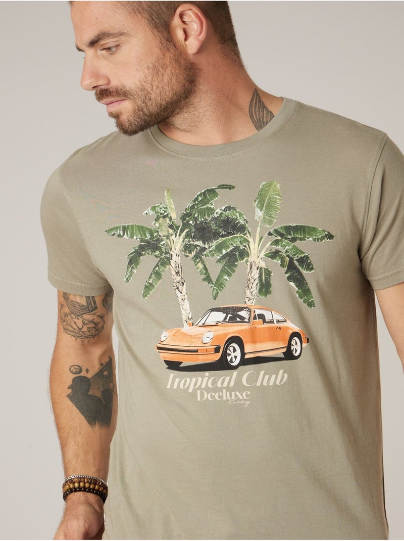 T-shirt homme en coton 'Deeluxe' Vert kaki clair - Kiabi