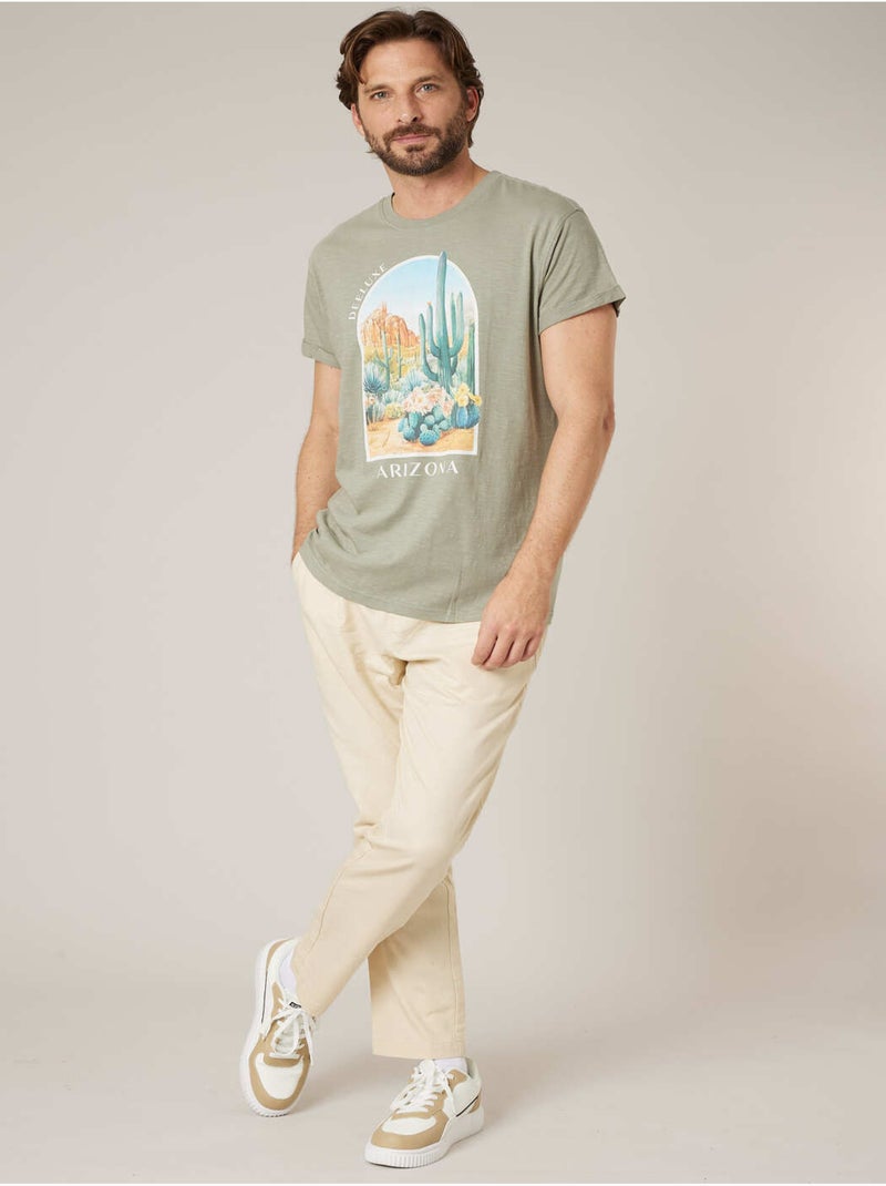 T-shirt homme en coton 'Deeluxe' Vert kaki clair - Kiabi