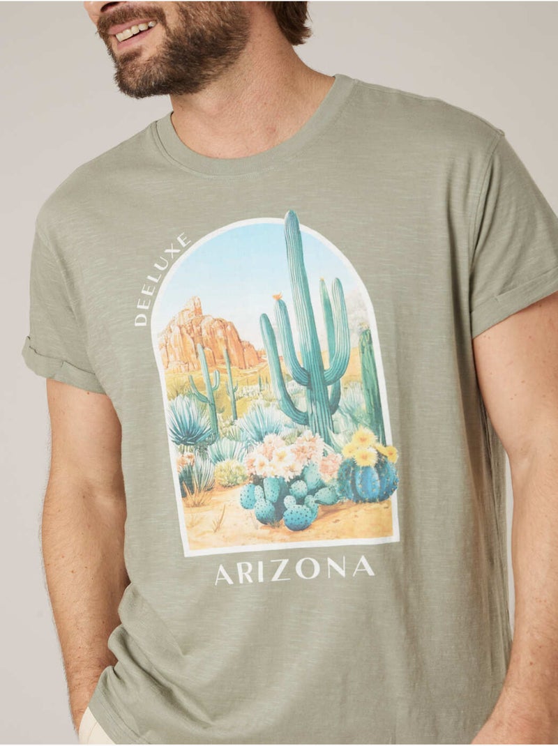 T-shirt homme en coton 'Deeluxe' Vert kaki clair - Kiabi