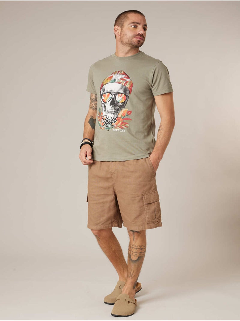 T-shirt homme en coton 'Deeluxe' Vert kaki clair - Kiabi