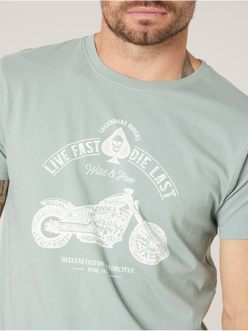 T-shirt homme en coton 'Deeluxe' Vert tilleul - Kiabi
