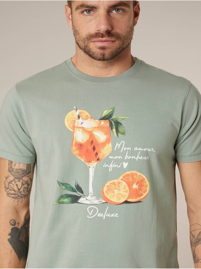 T-shirt homme en coton 'Deeluxe' Vert tilleul - Kiabi