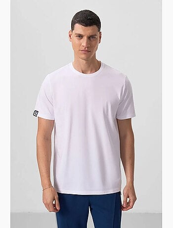 T-shirt homme en coton et élasthanne, col rond tommy