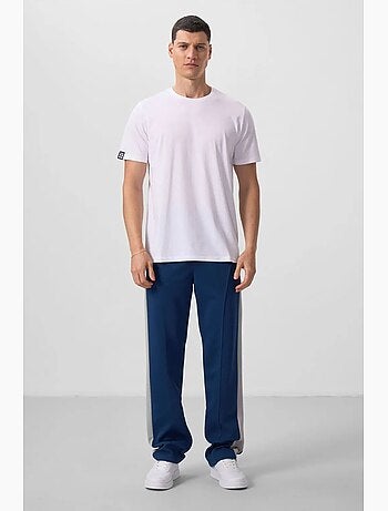 T-shirt homme en coton et élasthanne, col rond tommy