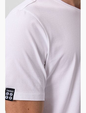 T-shirt homme en coton et élasthanne, col rond tommy