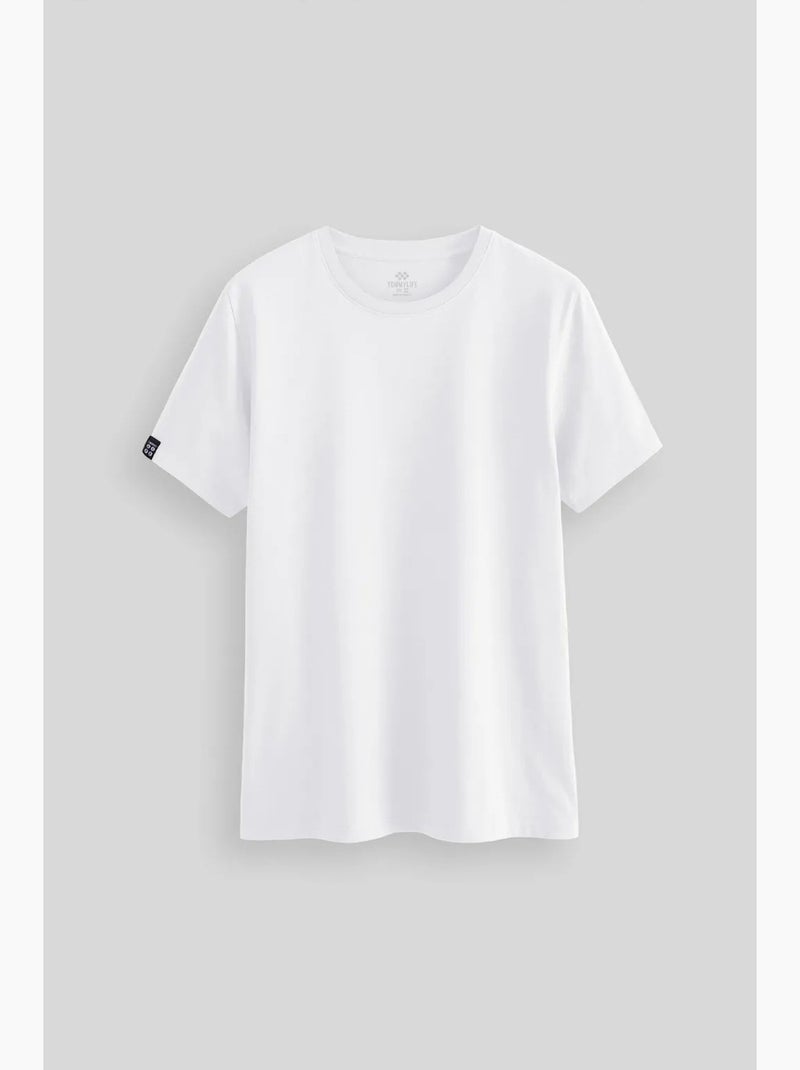 T-shirt homme en coton et élasthanne, col rond tommy Blanc - Kiabi