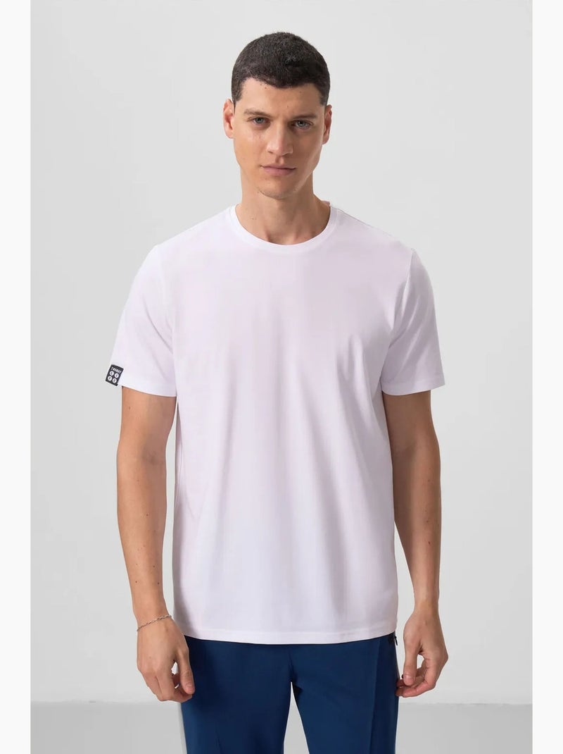 T-shirt homme en coton et élasthanne, col rond tommy Blanc - Kiabi