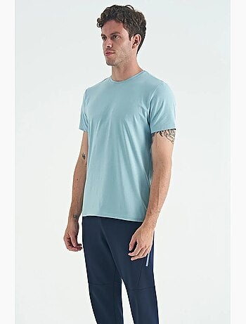 T-shirt homme en coton et élasthanne, col rond tommy