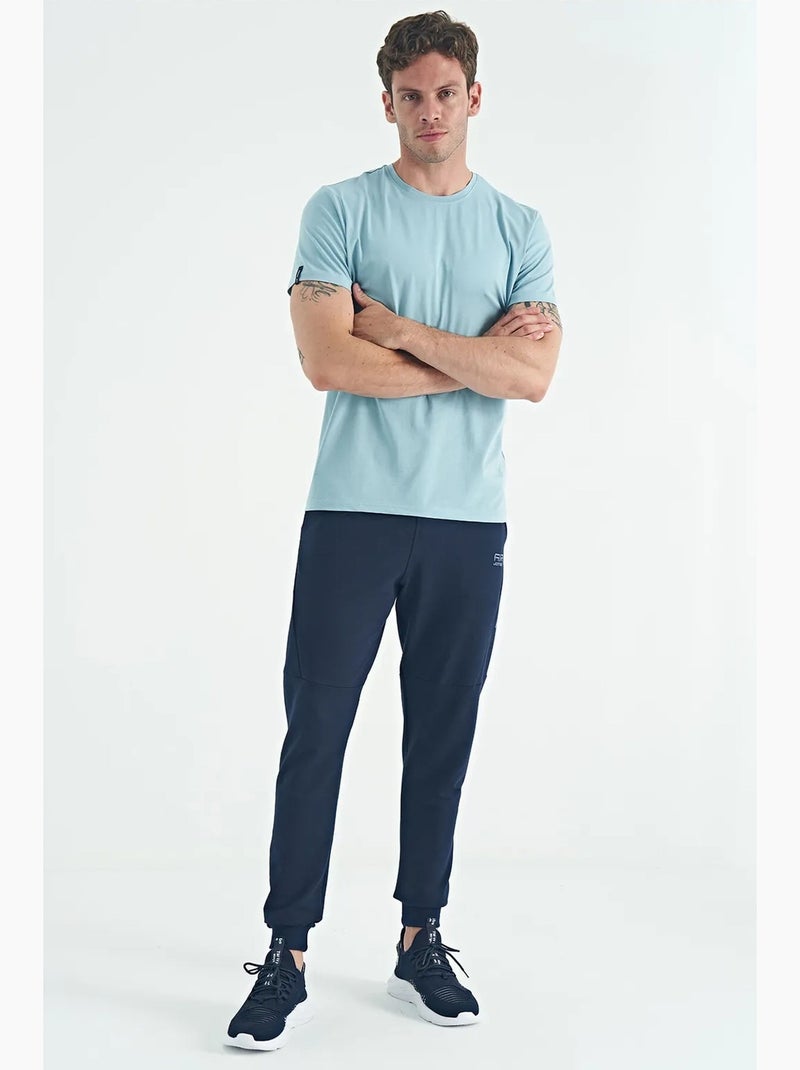 T-shirt homme en coton et élasthanne, col rond tommy Bleu ciel - Kiabi