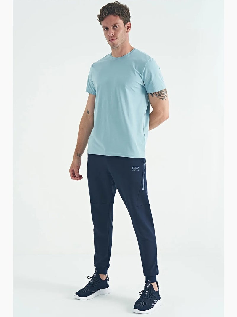 T-shirt homme en coton et élasthanne, col rond tommy Bleu ciel - Kiabi