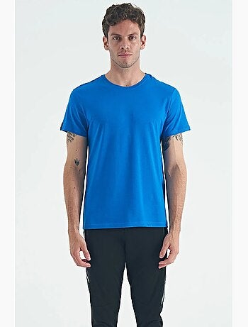 T-shirt homme en coton et élasthanne, col rond tommy
