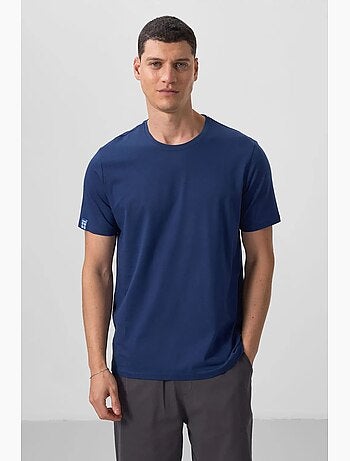 T-shirt homme en coton et élasthanne, col rond tommy