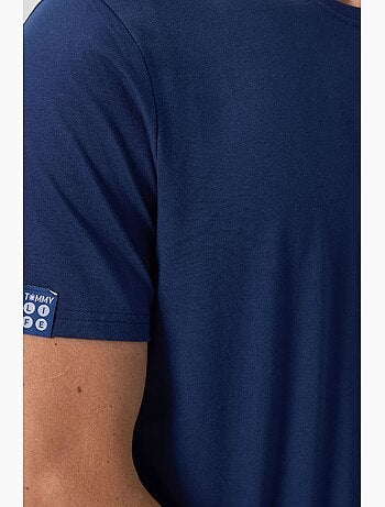 T-shirt homme en coton et élasthanne, col rond tommy