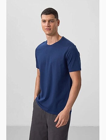 T-shirt homme en coton et élasthanne, col rond tommy