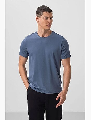 T-shirt homme en coton et élasthanne, col rond tommy