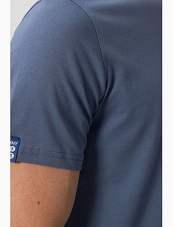 T-shirt homme en coton et élasthanne, col rond tommy