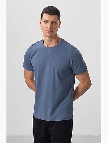T-shirt homme en coton et élasthanne, col rond tommy