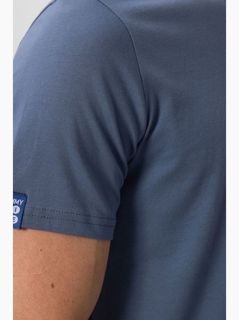 T-shirt homme en coton et élasthanne, col rond tommy Bleu - Kiabi