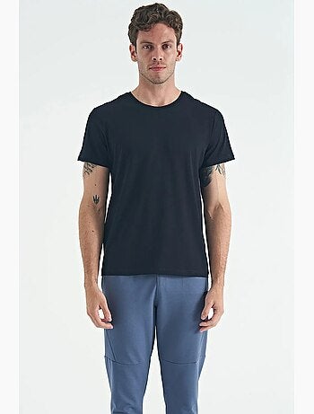 T-shirt homme en coton et élasthanne, col rond tommy