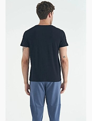 T-shirt homme en coton et élasthanne, col rond tommy