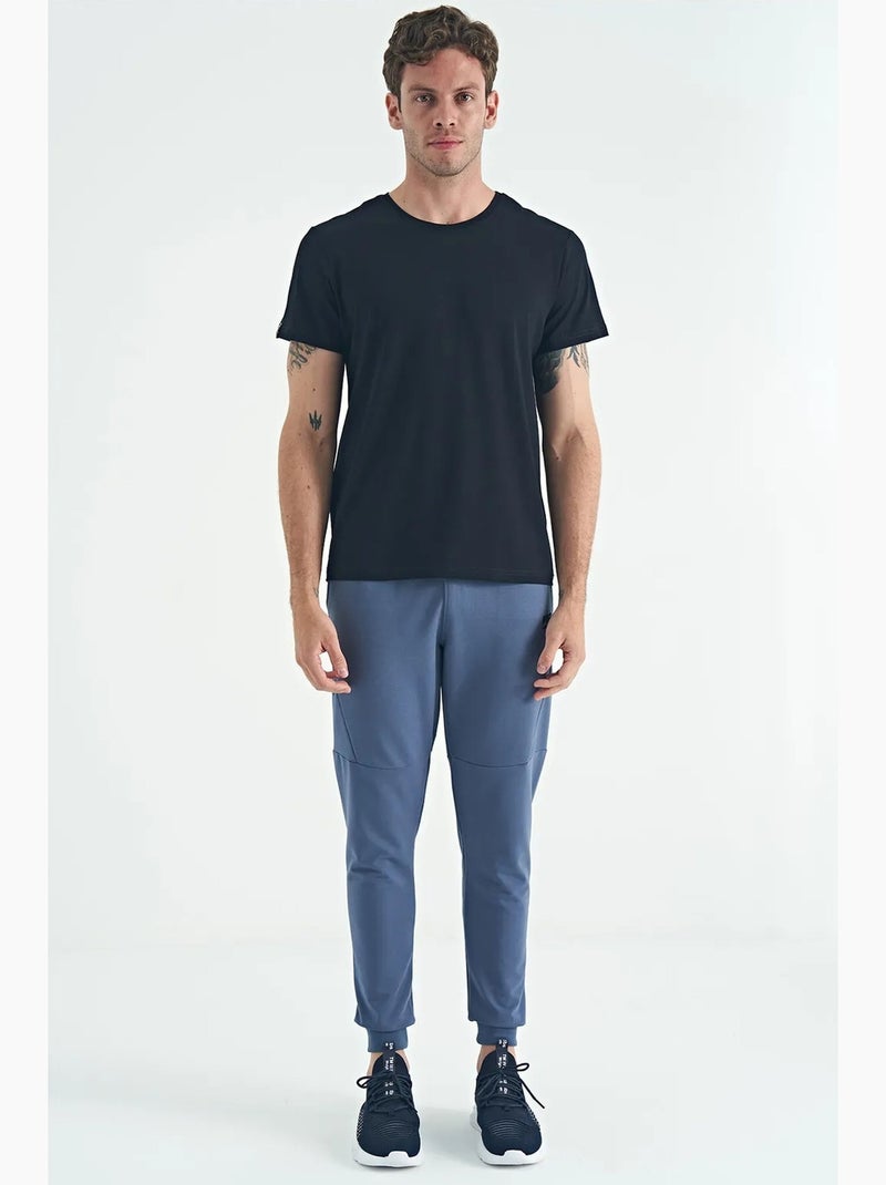 T-shirt homme en coton et élasthanne, col rond tommy Bleu lagon - Kiabi