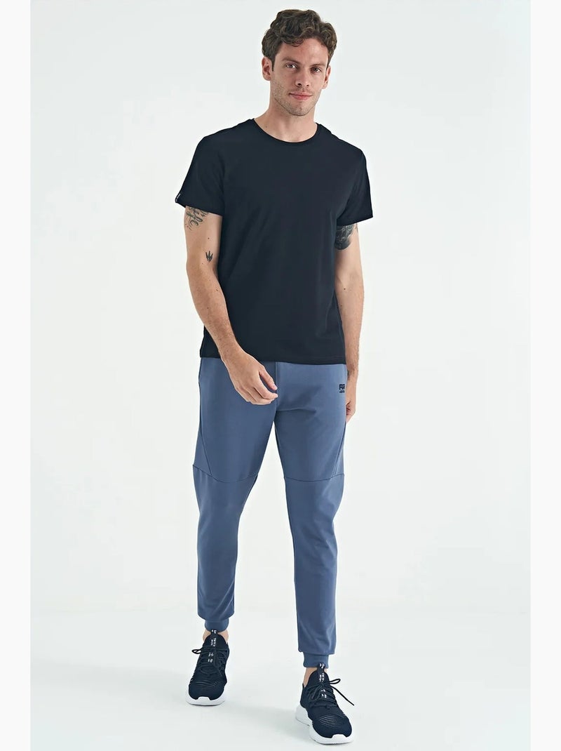 T-shirt homme en coton et élasthanne, col rond tommy Bleu lagon - Kiabi