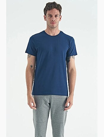 T-shirt homme en coton et élasthanne, col rond tommy