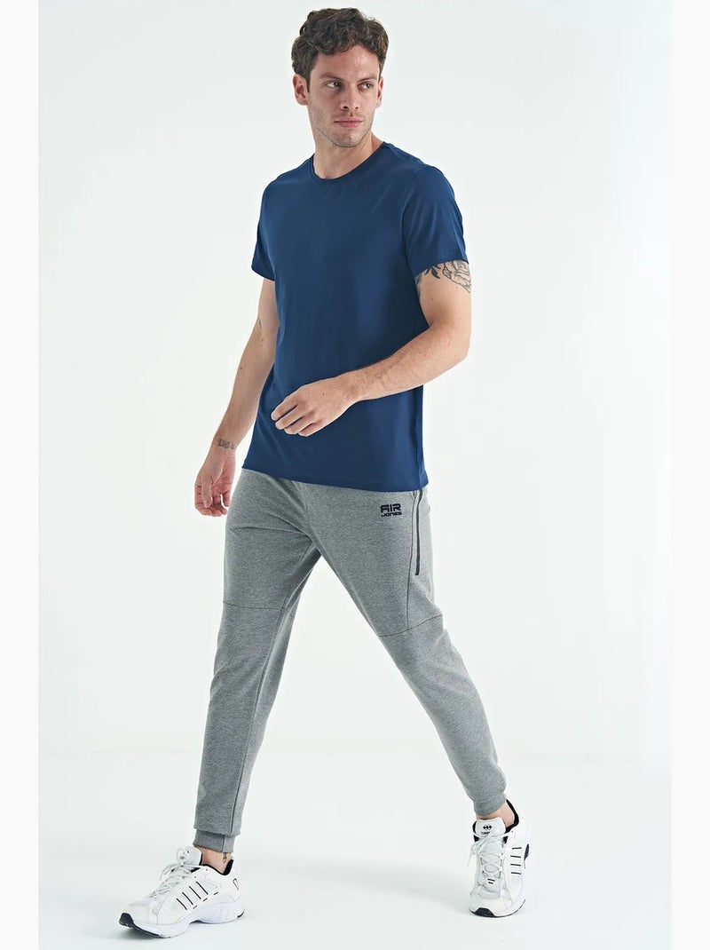 T-shirt homme en coton et élasthanne, col rond tommy Bleu marine - Kiabi