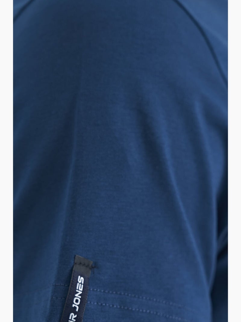 T-shirt homme en coton et élasthanne, col rond tommy Bleu marine - Kiabi