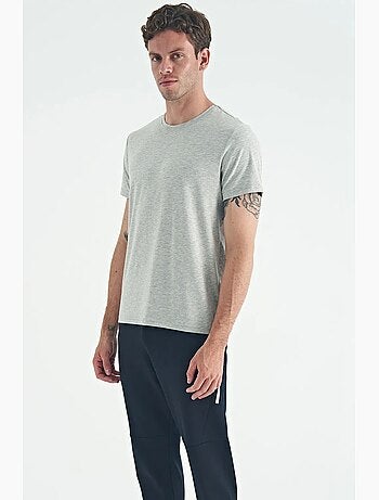 T-shirt homme en coton et élasthanne, col rond tommy