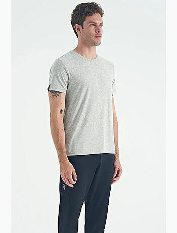 T-shirt homme en coton et élasthanne, col rond tommy