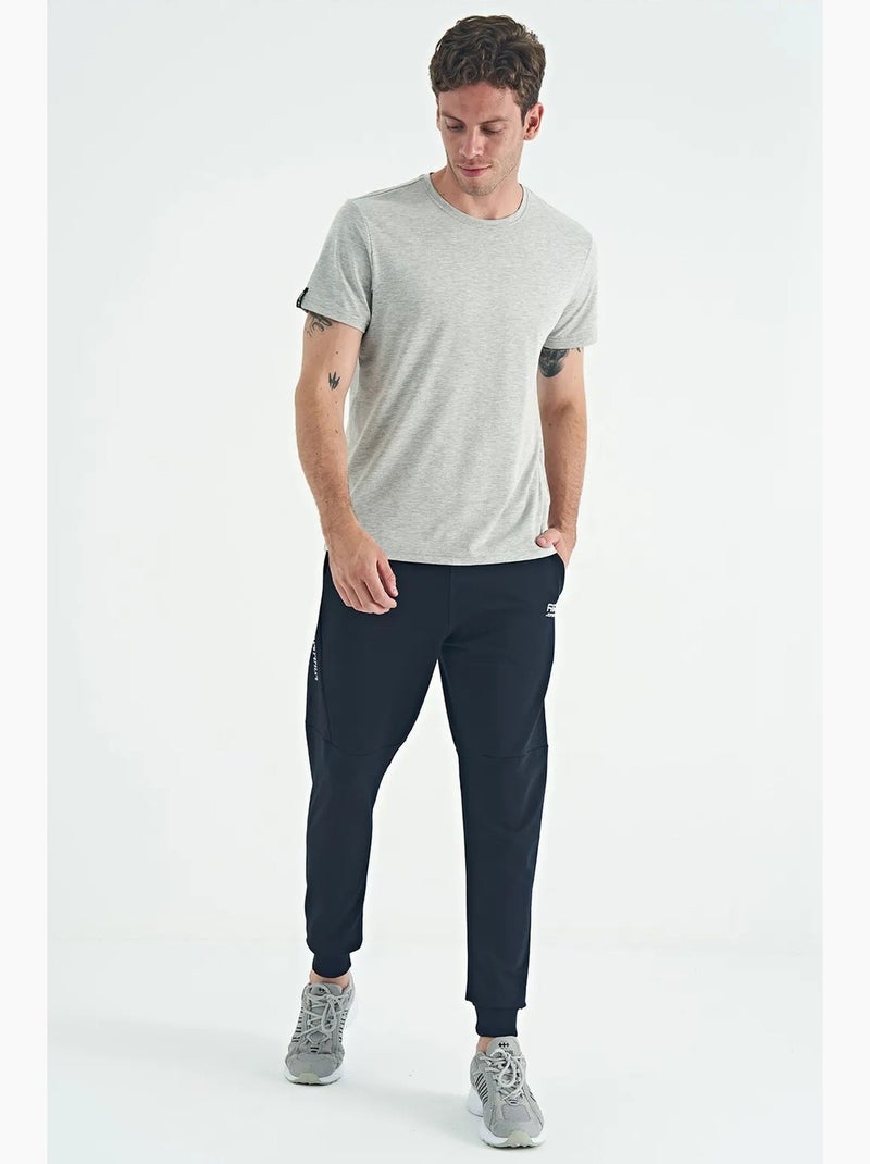 T-shirt homme en coton et élasthanne, col rond tommy Gris clair - Kiabi