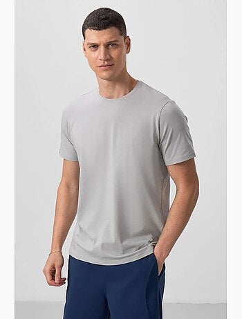 T-shirt homme en coton et élasthanne, col rond tommy