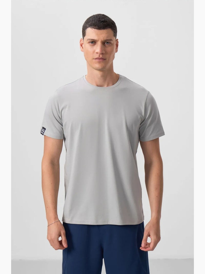 T-shirt homme en coton et élasthanne, col rond tommy Gris moyen - Kiabi