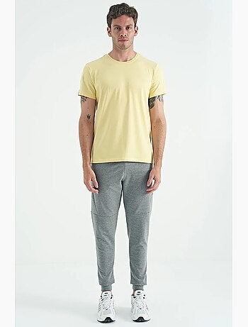 T-shirt homme en coton et élasthanne, col rond tommy