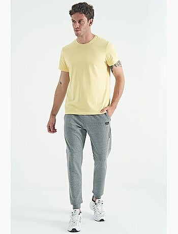 T-shirt homme en coton et élasthanne, col rond tommy