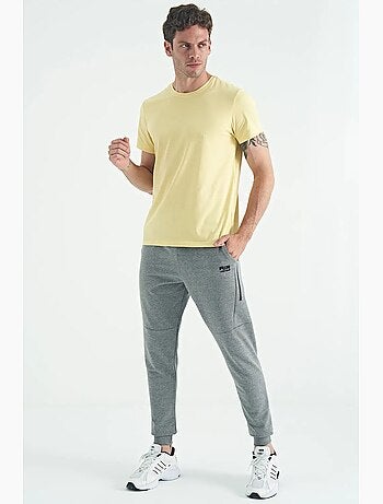 T-shirt homme en coton et élasthanne, col rond tommy