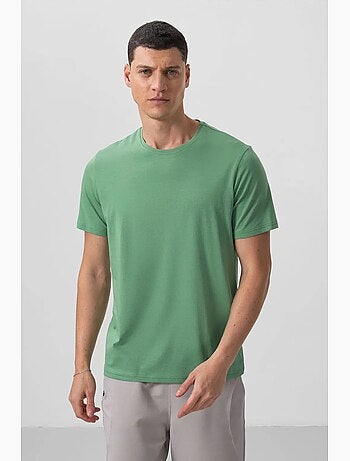 T-shirt homme en coton et élasthanne, col rond tommy
