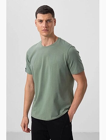 T-shirt homme en coton et élasthanne, col rond tommy