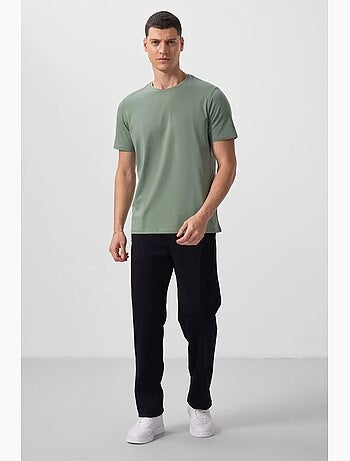T-shirt homme en coton et élasthanne, col rond tommy