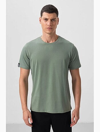 T-shirt homme en coton et élasthanne, col rond tommy