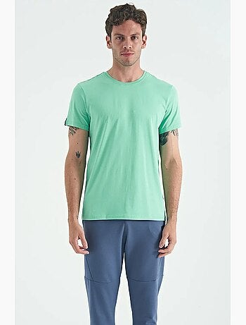 T-shirt homme en coton et élasthanne, col rond tommy