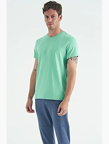 T-shirt homme en coton et élasthanne, col rond tommy