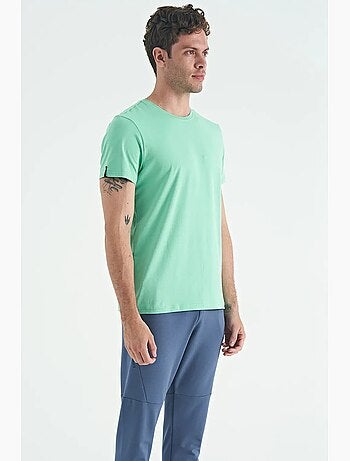 T-shirt homme en coton et élasthanne, col rond tommy