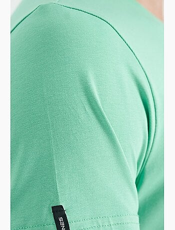 T-shirt homme en coton et élasthanne, col rond tommy