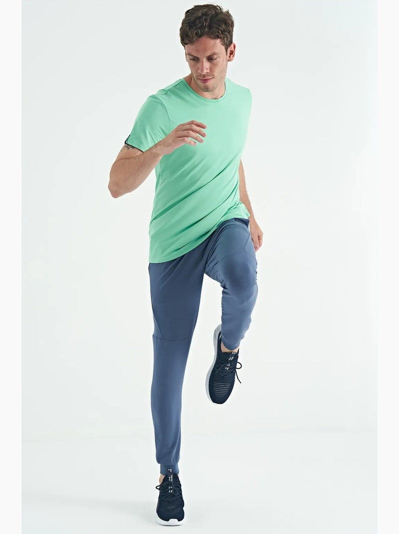 T-shirt homme en coton et élasthanne, col rond tommy Vert menthe - Kiabi