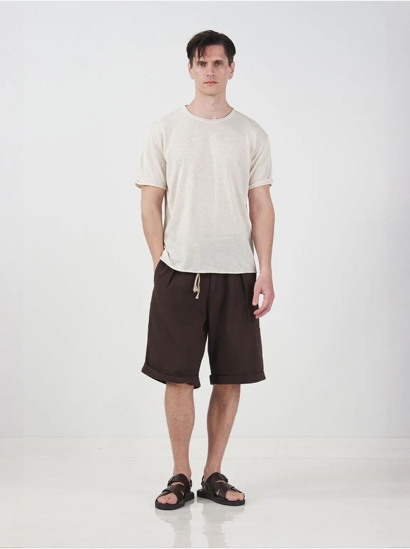 T-shirt homme en coton et lin giesto Beige naturel - Kiabi