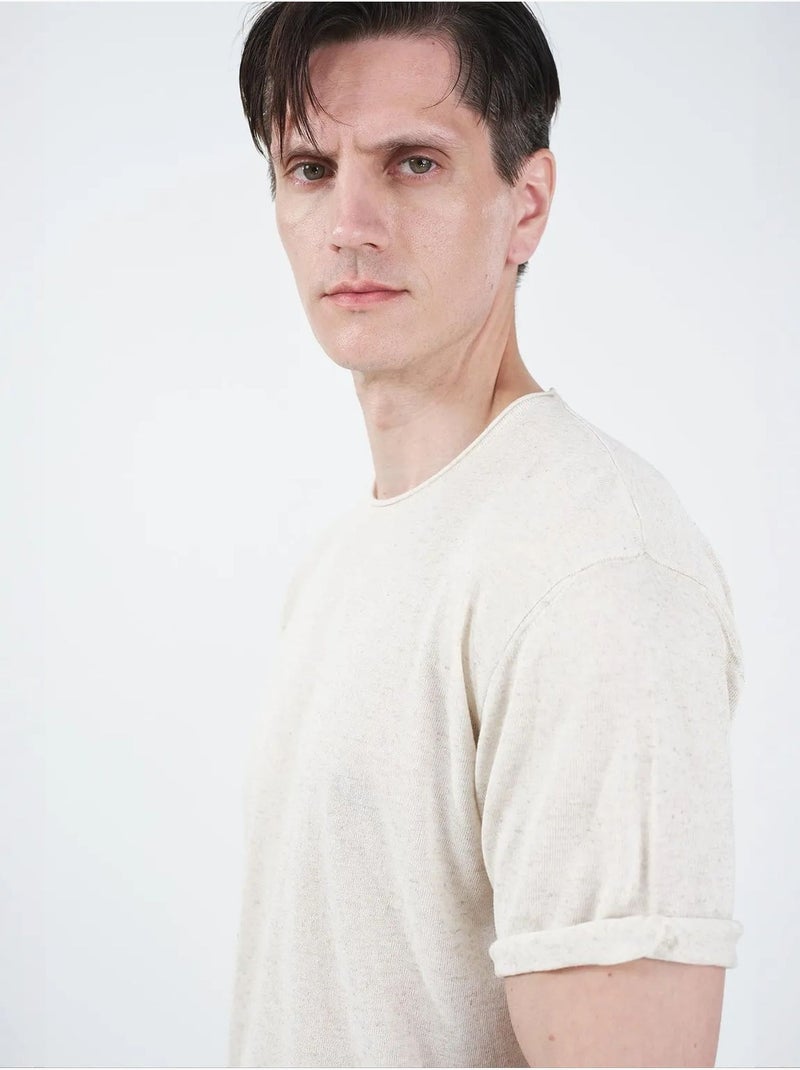 T-shirt homme en coton et lin giesto Beige naturel - Kiabi