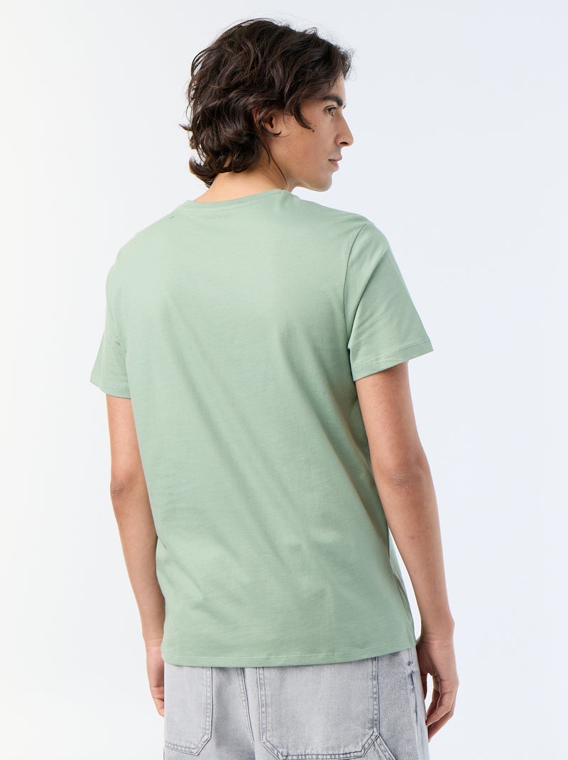 T-shirt homme en coton imprimé à col rond Vert - Kiabi